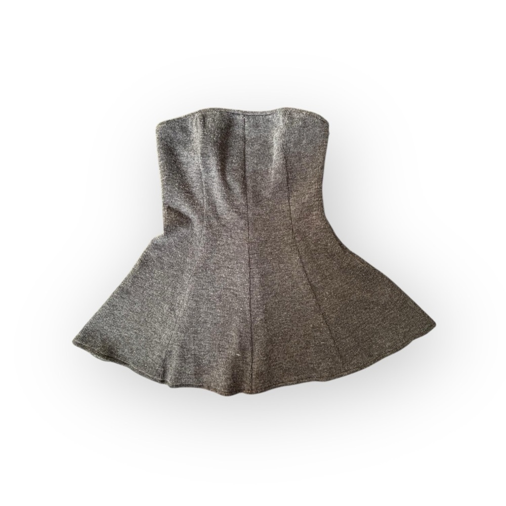 Moon River Gray Knit Corset Peplum Top | Size M | Structured Sweater Blouse